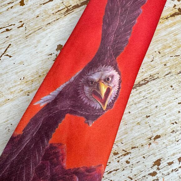Ralph Marlin Harley Davidson Vintage 1987 Flying Eagle Neck Tie One Size - Picture 3 of 8